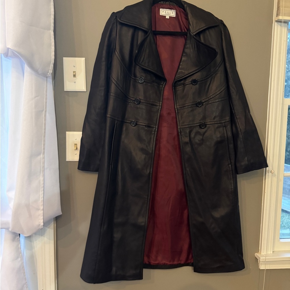 Pelle Studio Black Leather Trench Coat